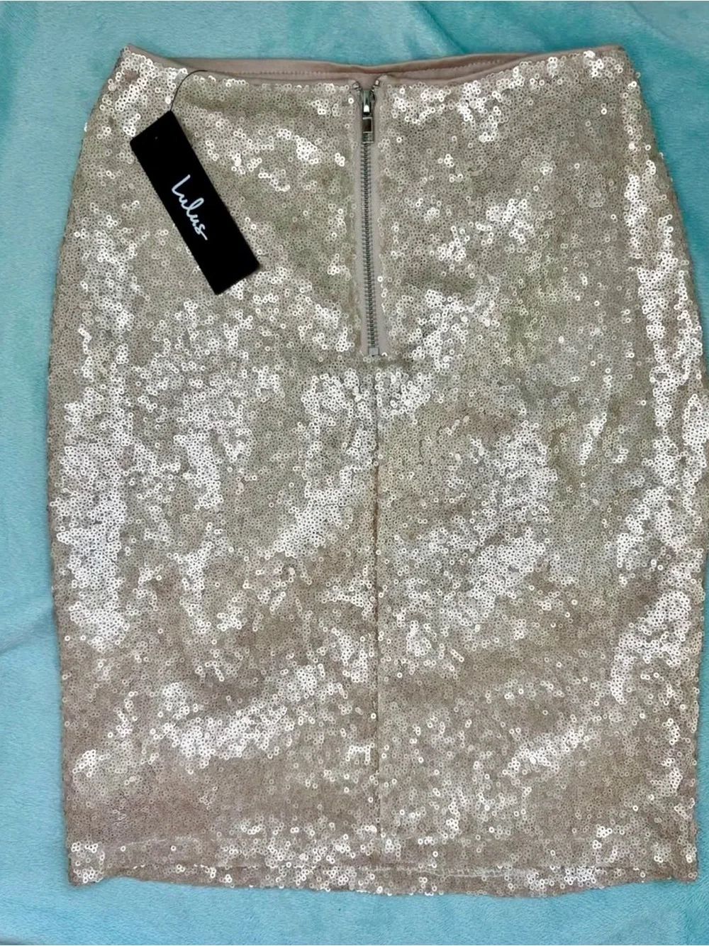 Lulu's Champagne Sequin Pencil Skirt